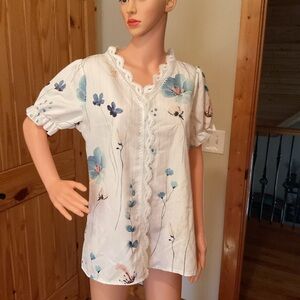 Floral Embroidered White Blouse